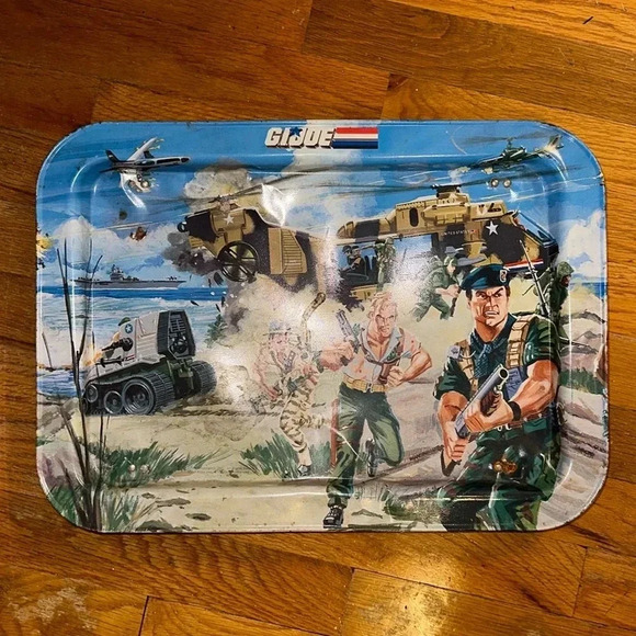 VINTAGE 1987 G.I. JOE Hasbro folding dinner/lunch metal tray •RARE• - Picture 3 of 13